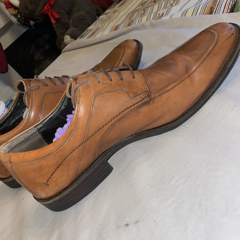Johnston & Murphy Brown Lace Up Oxford Shoe Size 15M 20-8766‎ Larsey Apron Toe